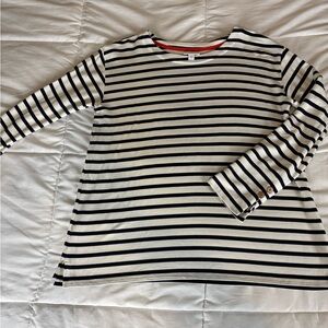 J.Jill Striped Long Sleeve Top Women’s Small Navy White Boat Neck Button Cuff